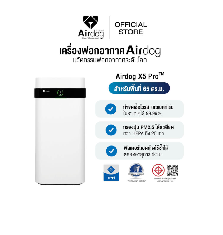 เครื่องฟอกอากาศAIRDOG X5Pro สีขาว ( 30-65 ตร,ม)_8
